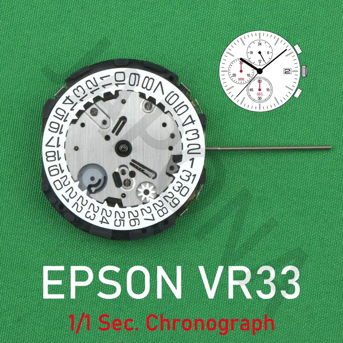 Mouvement analogique à quartz, VR33, mouvement epson, VR33B, 13 1/2 en effet, chronographe, 1/1 Sec.