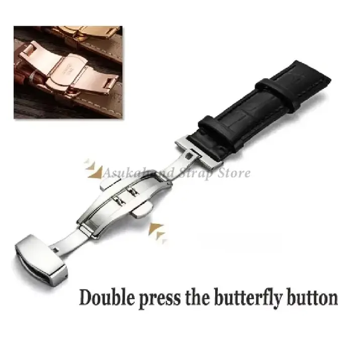Bracelet en cuir véritable grain d'alligator avec fermoir papillon pour hommes et femmes pour Seiko et autres montres occassions formelles et quotidiennes
