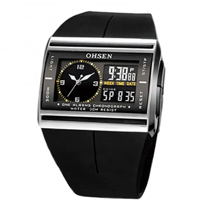 Dropshipping!! Montre-bracelet numérique analogique LED Shoous Date pour homme, bracelet en caoutcho