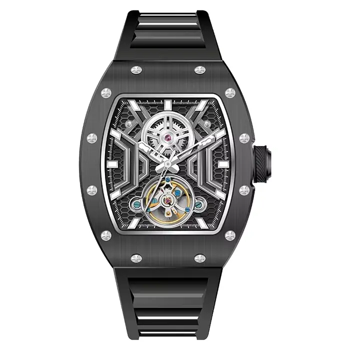 Montre automatique squelette pour homme Daniel Gorman 919028, montre mécanique tonneau, design de lu