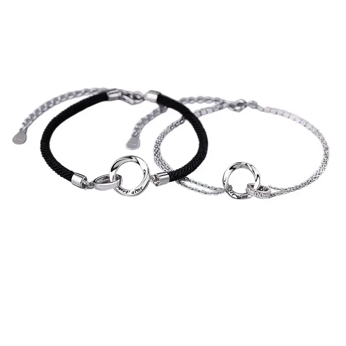 Bracelet de Couple Mobius français en argent Sterling 925