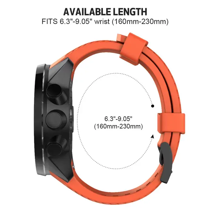 Bracelet de Montre en Silicone Souple pour SUUNTO 9 Baro, 24mm, Accessoire de dehors en Plein Air