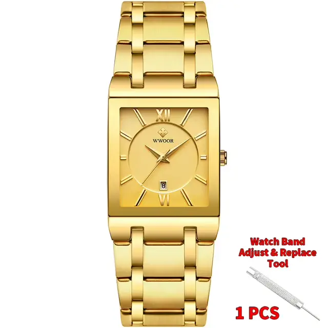 WWOOR – montre carrée blanche pour hommes, montre-bracelet à Quartz de luxe de marque supérieure, dé
