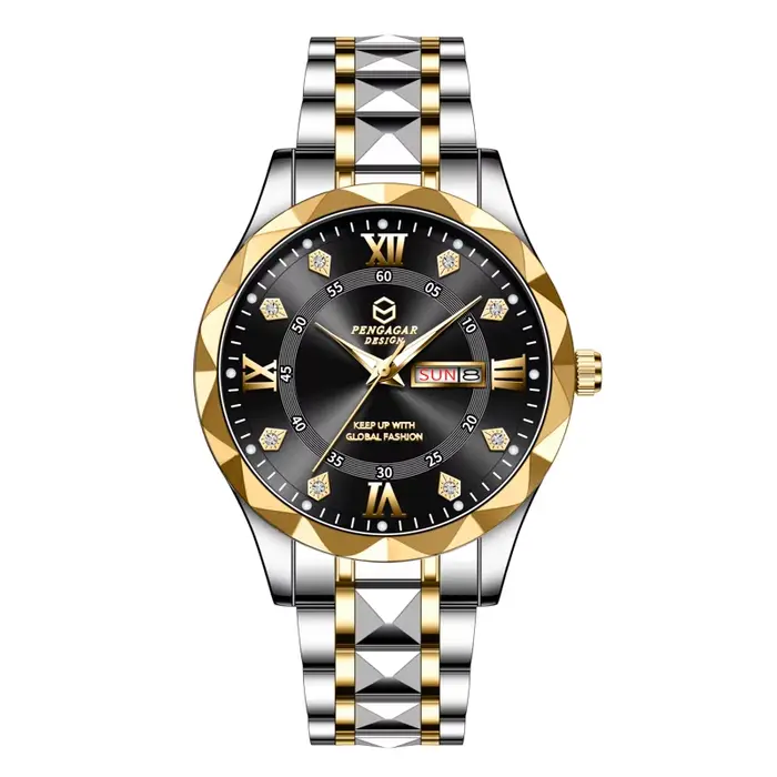 PENGAGAR Montre de sport de luxe pour homme, en acier inoxydable, étanche, avec date, montre pour ho