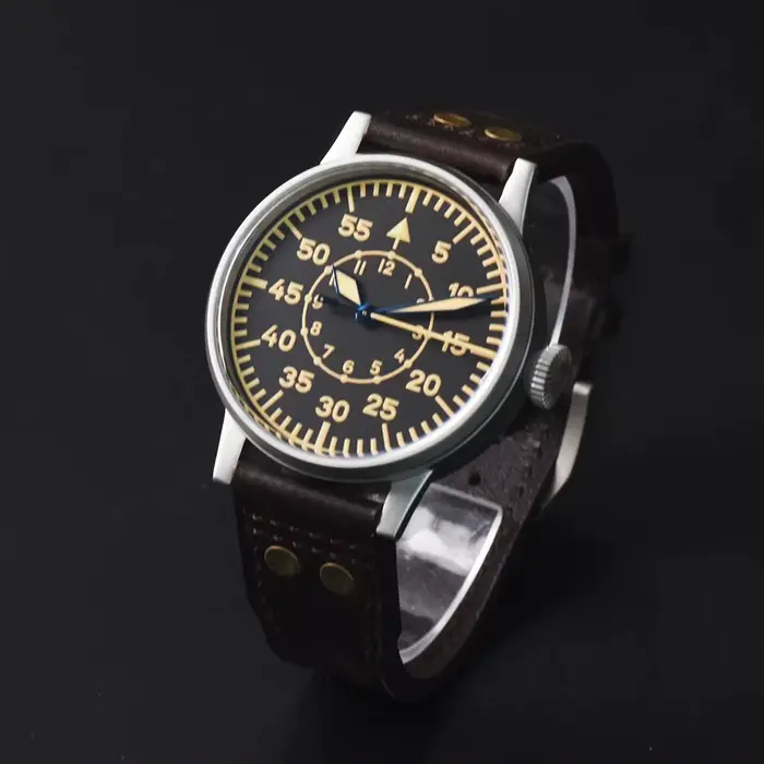 Hruodland 2026 nouvelle montre mécanique automatique pour homme rétro pilote 42MM PT5000 en acier inoxydable étanche 10 bars saphir C3 reloj