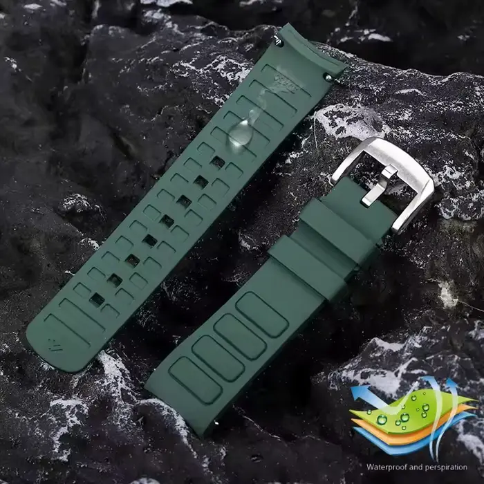 Bracelet de montre incurvé Original en caoutchouc pour hommes, pour Mido New Multifort TV M049.526, bracelet de montre de Sport à dégagement rapide, ceinture en Silicone vert bleu