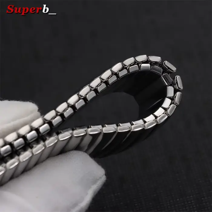 Bracelet de montre élastique en acier inoxydable argenté et doré de 12 mm