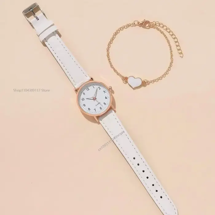 Montre féminine en cuir décontractée avec cadran rond quartz pour femmes pour occasions spéciales