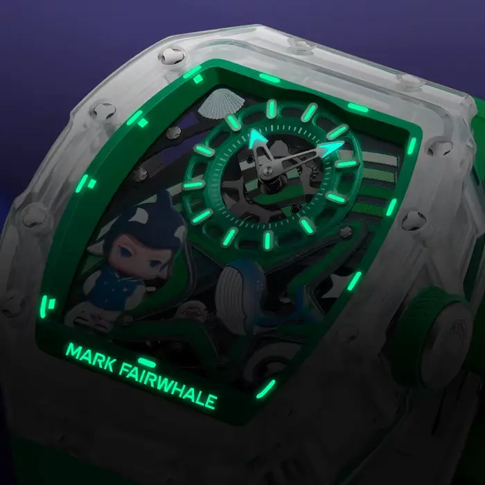 Montre Mark Fairwhale automatique pour hommes style sport résistante à l'eau avec cadran en verre de cristal et bracelet en caoutchouc pour différentes occasions