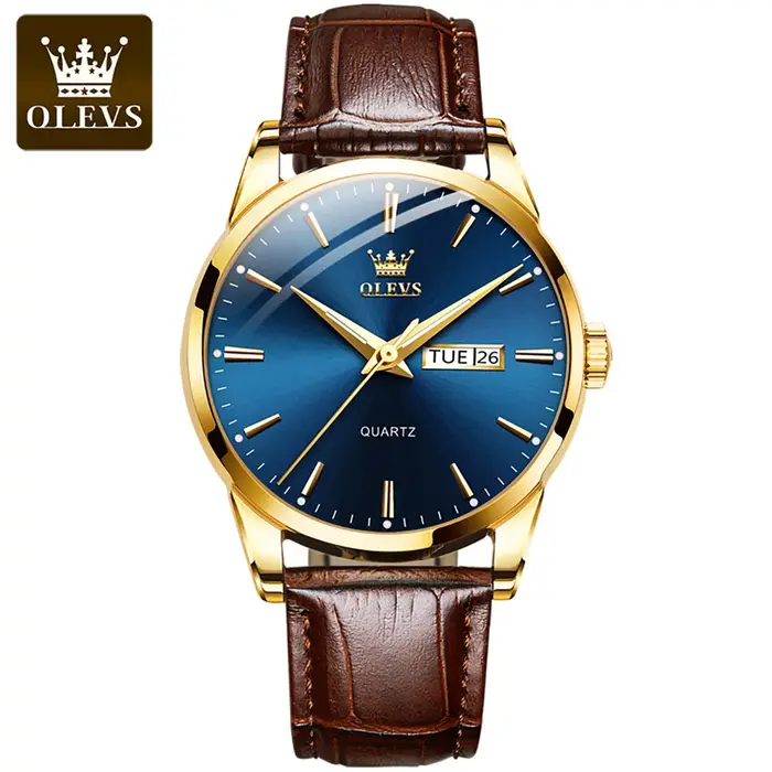 OLEVS montre à Quartz classique pour hommes bracelet en cuir étanche calendrier sport affaires montre-bracelet