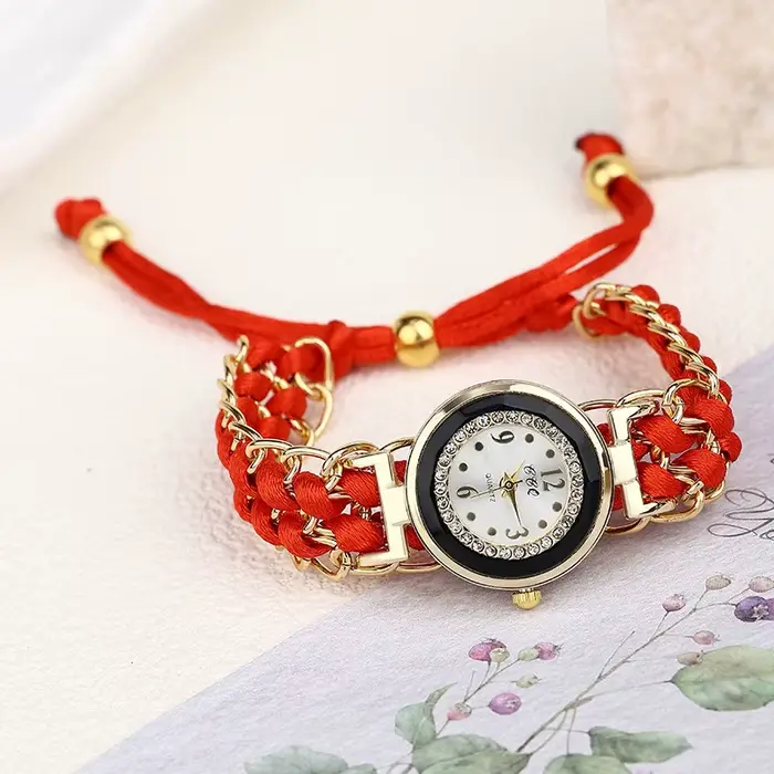 Mode femmes montres tricot corde chaîne enroulement analogique Quartz montre-bracelet Simple dames h