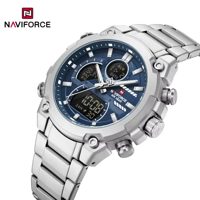 Montre-bracelet NAVIFORCE NF9278 multifonction sportive pour homme avec double affichage analogique-digital et chronographe