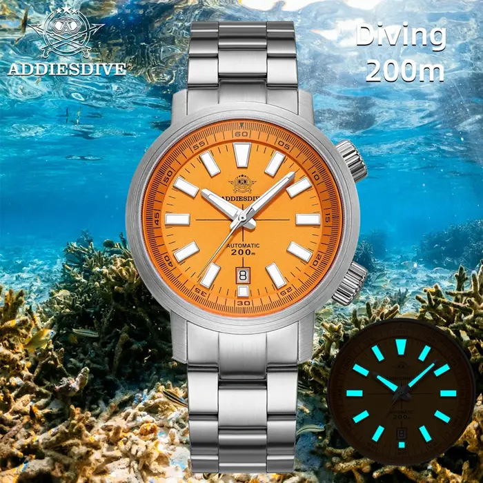 ADDIESDIVE montres automatiques pour hommes 200M étanche saphir luxe lunette rotative BGW9 aiguilles lumineuses nouvelle montre de plongée AD2093