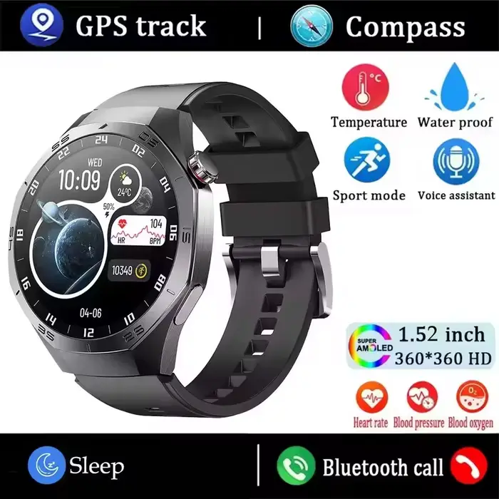Montre intelligente 5 Pro GPS NFC Smartwatch hommes 360*360 AMOLED écran moniteur de fréquence cardi