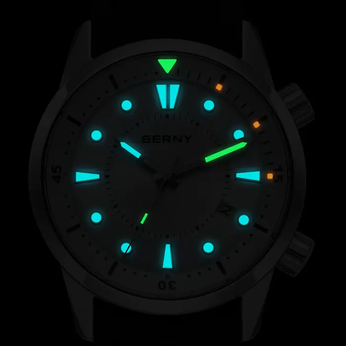 BERNY montre de plongée automatique pour hommes 200M étanche Miyota 8215 saphir AR enduit Silicone sport natation
