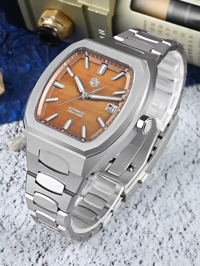 San Martin 39.5mm Tonneau luxe hommes montre cadran minéral sport décontracté PT5000 SW200 automatique mécanique saphir lumineux SN0145