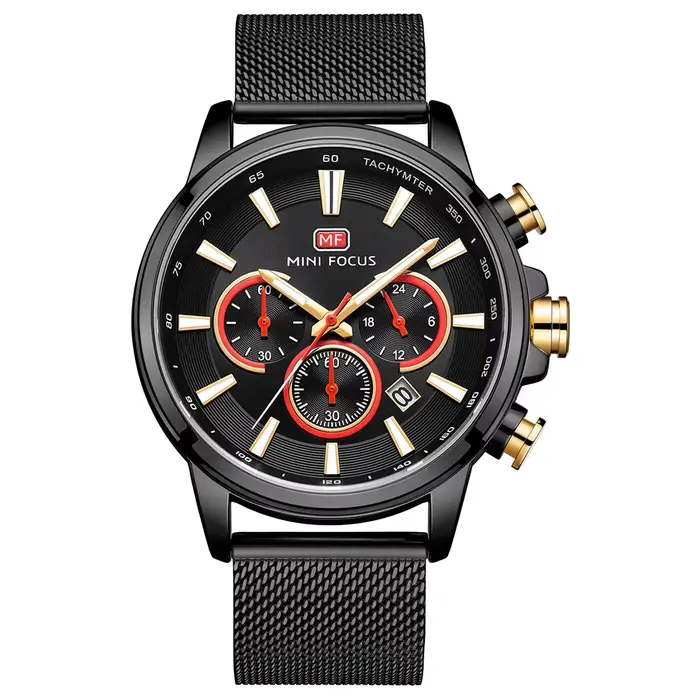 Montre Sportive Daniel Gorman à Sous-Cadran Lumineux Bracelet Acier Inoxydable Occasionnels Spéciaux