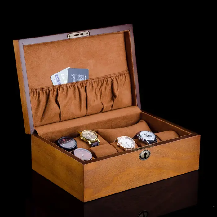 Boîte de rangement de montre en bois massif pour hommes