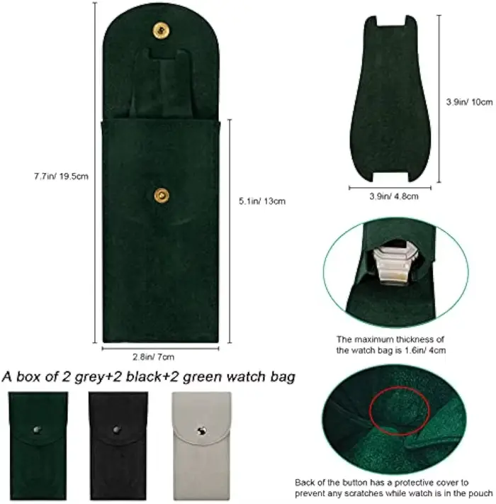 Pochette de montre, sac de rangement de montre en flanelle portable