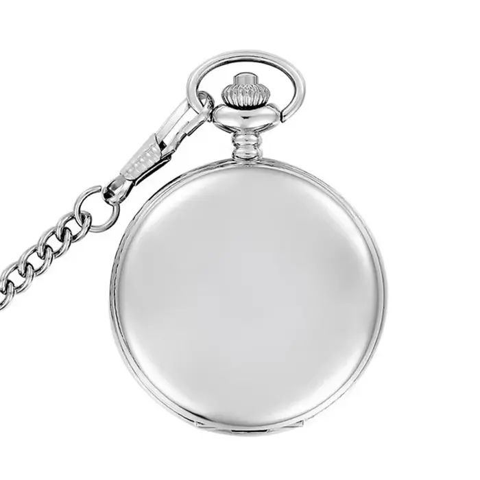 Montre de Poche à Quartz Lisse en Argent pour Homme et Femme