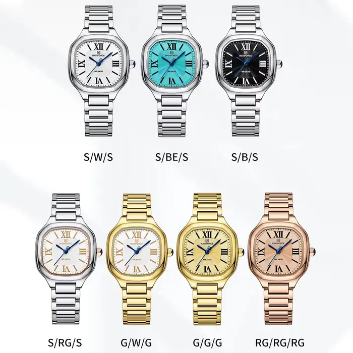 NAVIFORCE montre pour femme de luxe cadran carré Quartz étanche avec bracelet en acier inoxydable montre-bracelet dames robe Style horloge