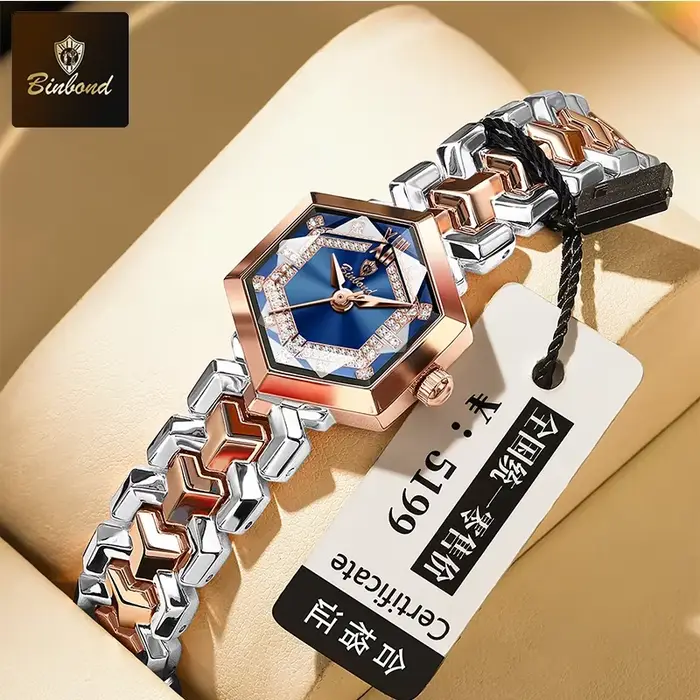 BINBOND mode élégante femmes montre à Quartz losange miroir étanche montre-bracelet lumineux diamant cadran Original
