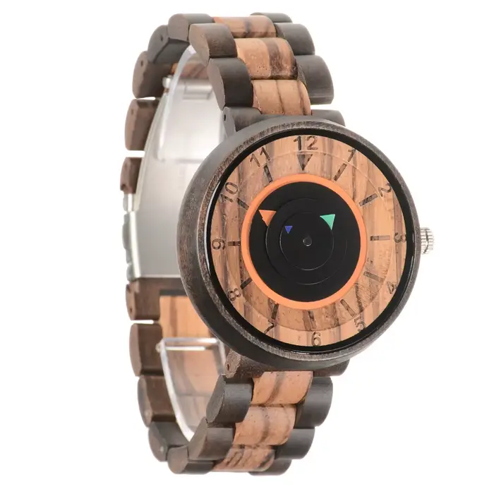 Montre en bois créative rétro à quartz, concept individuel, montre en bois pour un style personnel