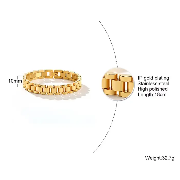 Bracelet-montre de luxe en acier inoxydable pour femmes styles modernes occasions spéciales doré plaqué argent