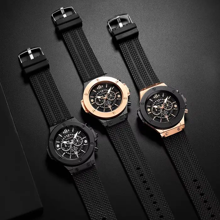 Nouvelle montre sport VA VA VOOM résistante à l'eau avec mouvement quartz et bracelet en silicone pour homme occassions spéciales