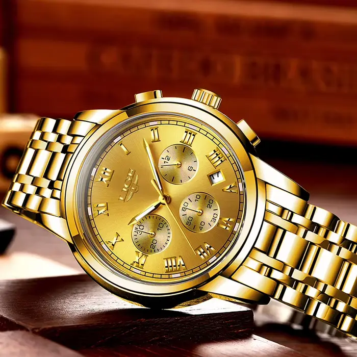 Montre de luxe en acier inoxydable LIGE pour homme avec fonction date automatique et résistance à l'eau pour diverses occasions