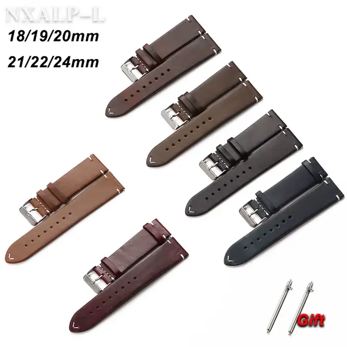 Bracelet de montre Vintage en cuir de cire d'huile pour Omega