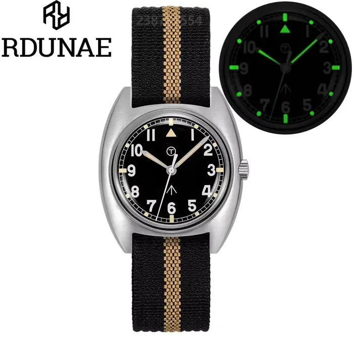 RDUNAE RA02 montre à Quartz militaire K1 verre minéral acier inoxydable montres lumineuses Vintage G
