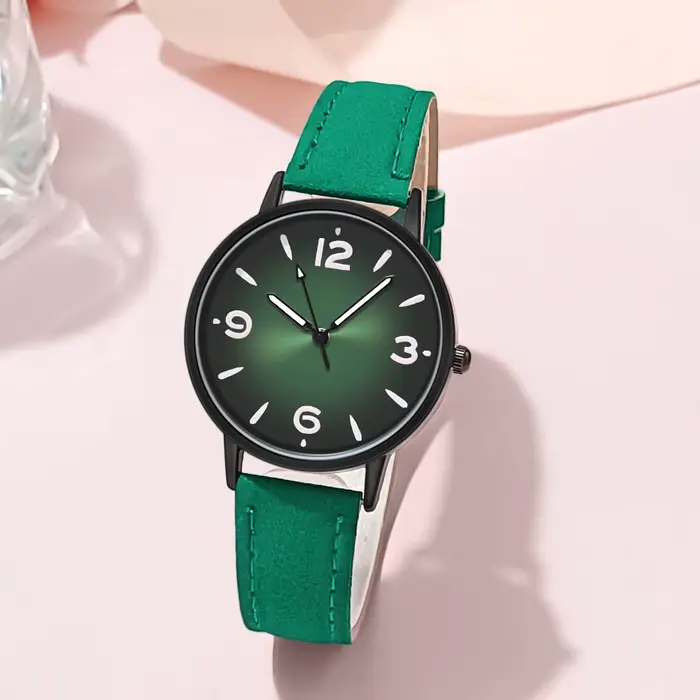 Montre-bracelet à quartz en cuir PU pour femme, horloge décontractée, cadeau