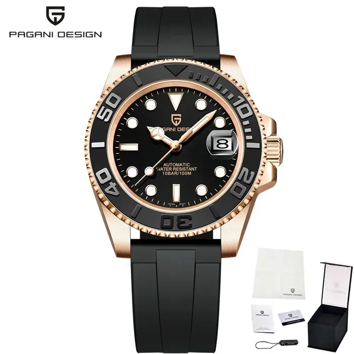 PAGANI DESIGN montre pour hommes automatique mécanique de luxe or Rose cadre rotatif en céramique montres d'affaires pour homme reloj hombre