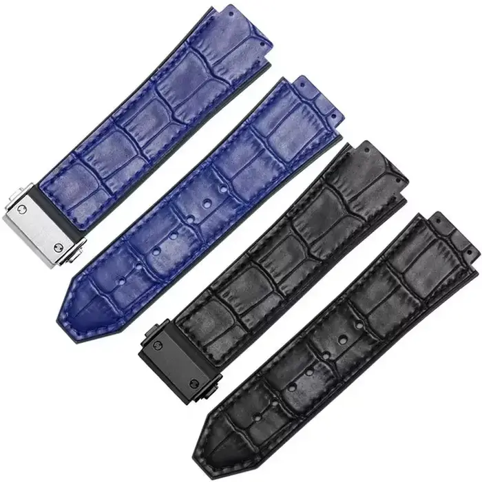 Bracelet de montre en cuir de vachette classique pour montre traditionnelle avec fermoir en acier pour femmes et hommes occassions formelles et semi-formelles