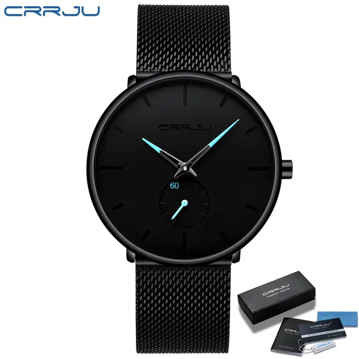 CRRJU montre homme Montre à quartz pour hommes, accessoire de sport à la mode, marque supérieure de 
