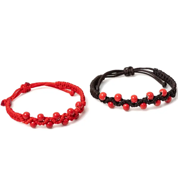 Bracelet en céramique rouge ajustable style boho pour homme et femme cadeau romantique pour couples occasions spéciales