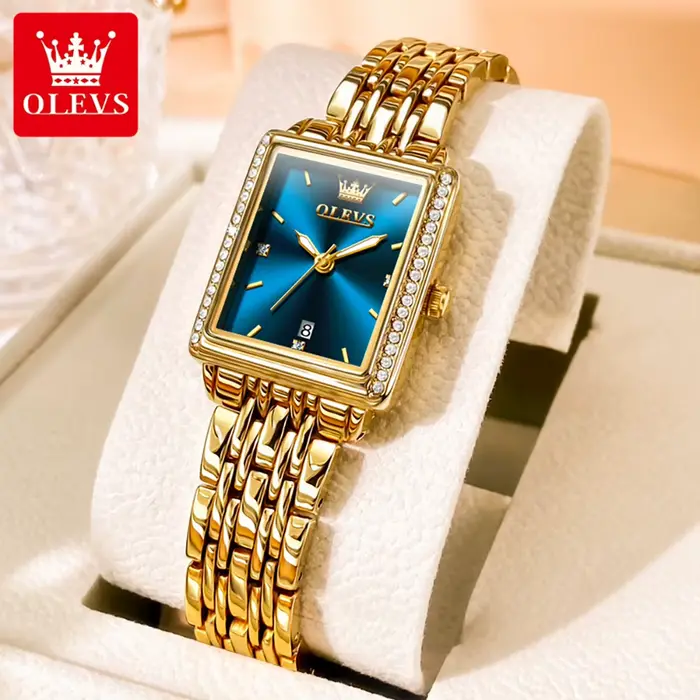 OLEVS 9995 montre pour femme de luxe élégant diamant montre classique marque originale or acier inox