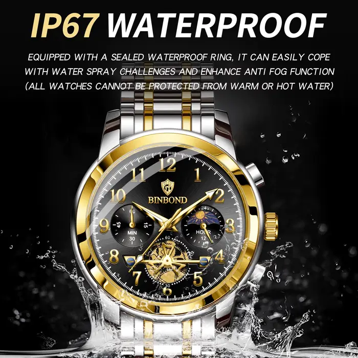 Montre de luxe homme chronographe lumineuse résistante à l'eau pour hommes quartz précise robuste occasions spéciales