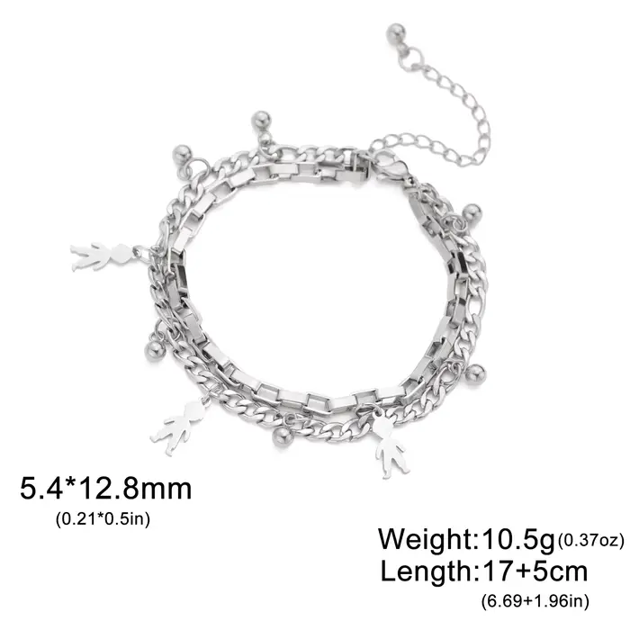 Bracelet de luxe pour la famille, cadeau pour femme, homme, mère, père, couple, couleur or, acier in