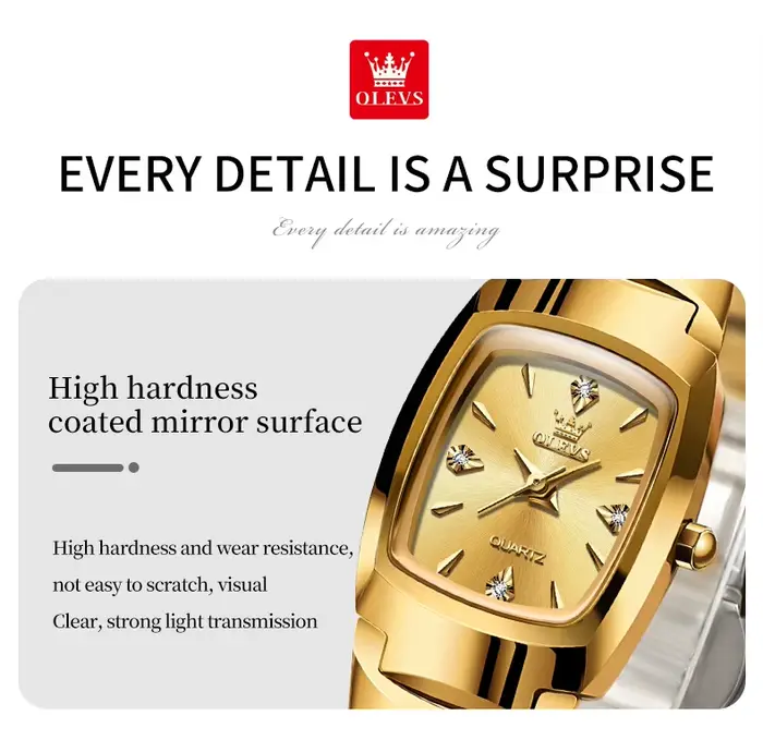 Montre OLEVS 7006 en acier tungstène doré pour homme et femme