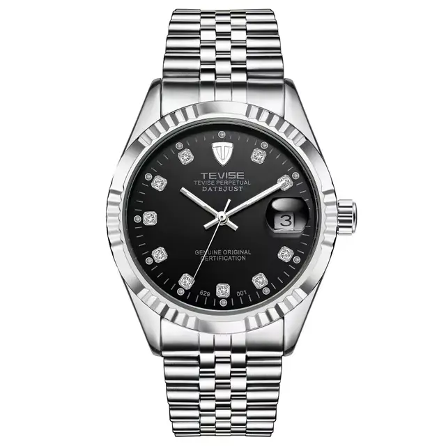 TEVISE montre pour hommes automatique mécanique en acier inoxydable étanche décontracté affaires montre-bracelet chronographe Date affichage horloge