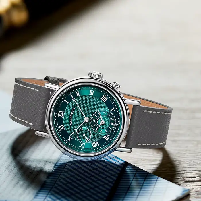 Montre-bracelet de luxe Farasute YM24A avec mouvement à quartz, résistance à l'eau, bracelet en cuir et boîtier en acier inoxydable pour homme occassions spéciales
