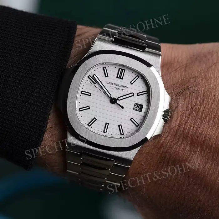 Montre automatique Specht & Sohne en acier inoxydable avec mouvement japonais pour hommes, bracelet confortable, chronographe et calendrier complet pour occasions spéciales