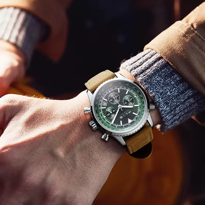 Montre à quartz en cuir pour homme