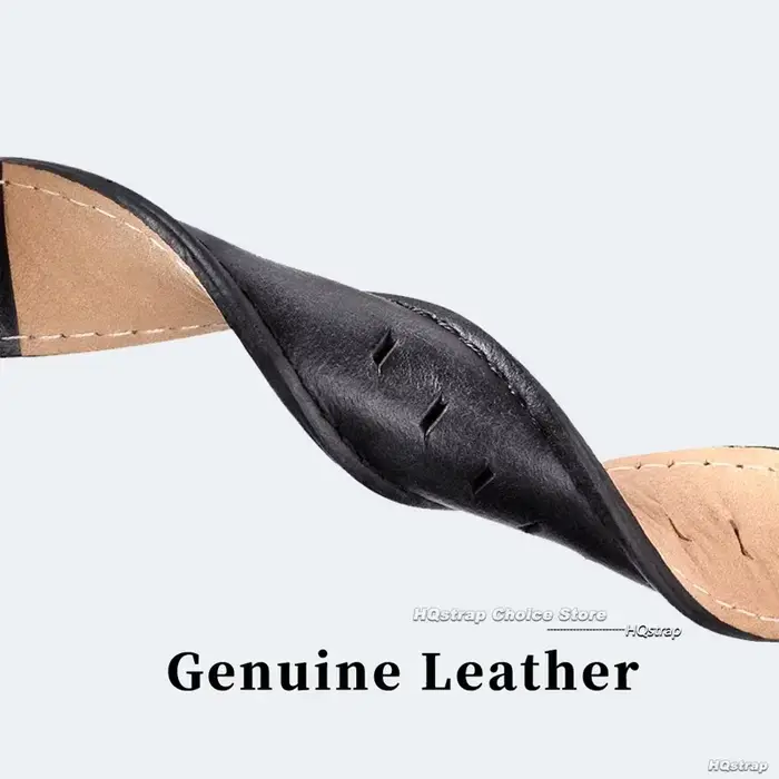 Bracelet de montre en cuir véritable pour homme et femme, variété de couleurs et largeurs, élégant pour diverses occasions et cadeaux spéciaux