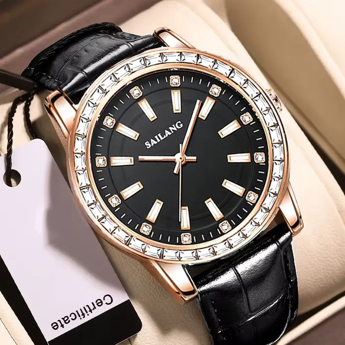 Montre étanche série Aurora pour homme, lumière de luxe, plaque noire de tempérament, lueur de nuit