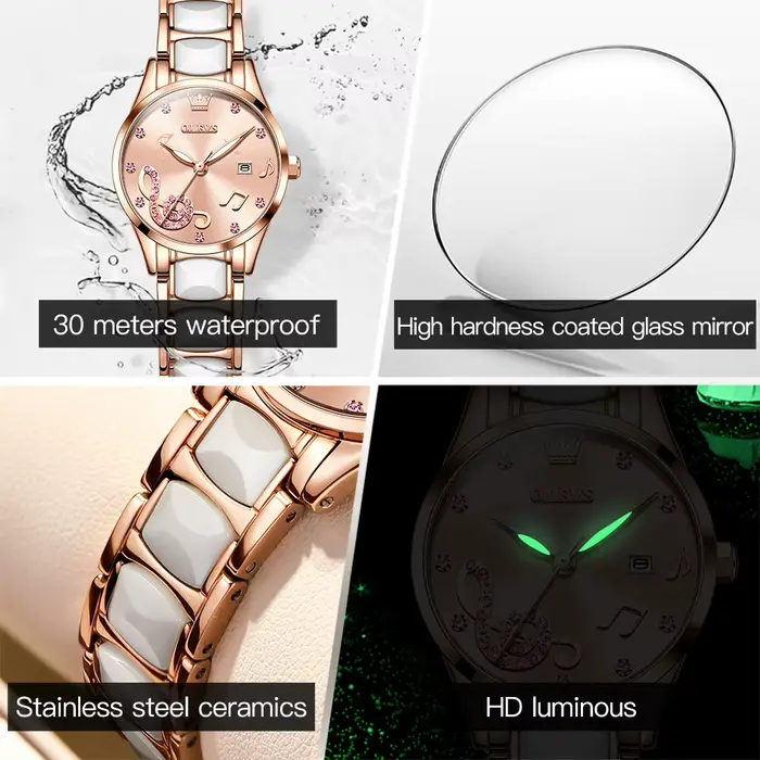 OLEVS 3605 montres pour femmes Top marque de mode montre-bracelet mécanique Zircon échelle montre pour dames étanche chronographe Date