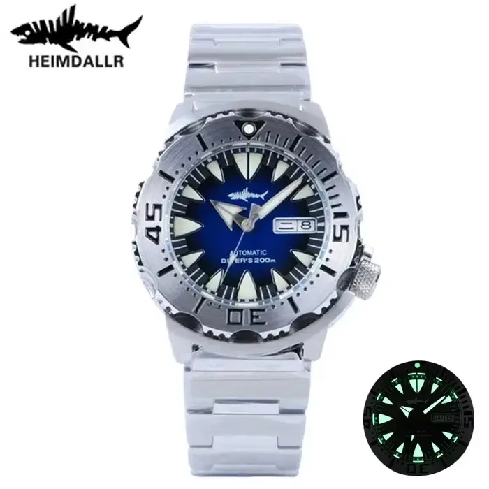 Montres pour hommes HEIMDALLR Monster Diving, mouvement NH36A, verre saphir 20 ATM, luminescence C3,