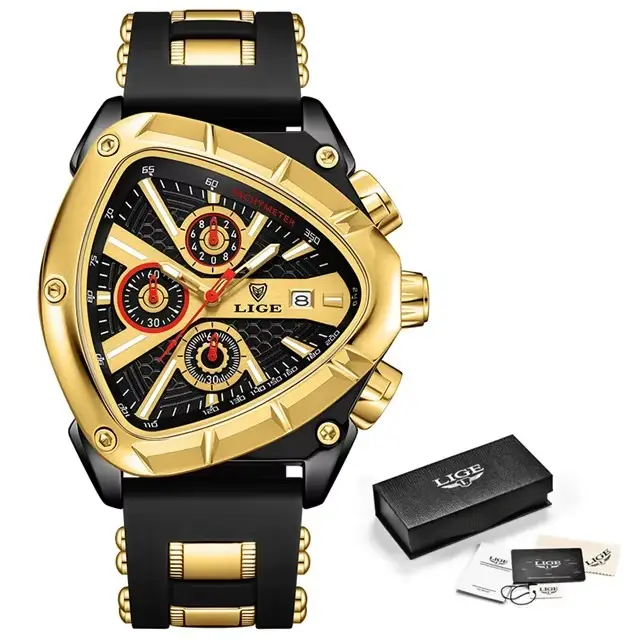 LIGE-Montre-bracelet à quartz étanche pour homme, triangle de sport, montre-bracelet, mode militaire
